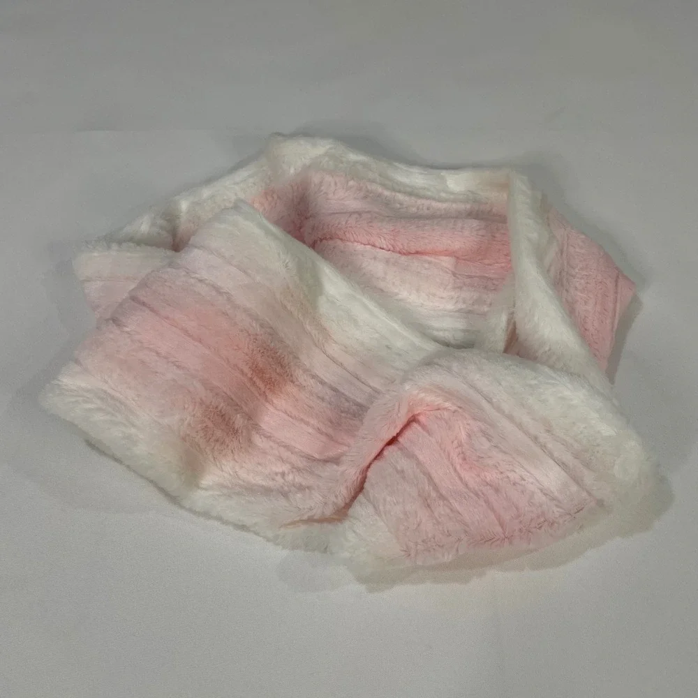 Justice‎ Plush Faux Fur Infinity Scarf Pink White Ombre Soft Cozy One Size